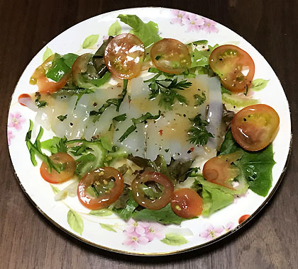 剣先烏賊のカルパッチョ 釣りバカ男の手料理